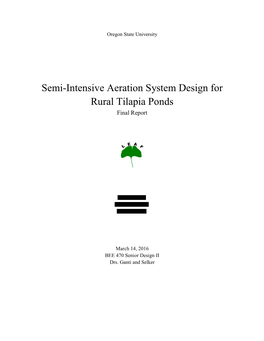 Semi-Intensive Aeration System Design for Rural Tilapia Ponds