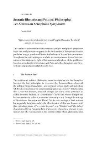 Socratic Rhetoric and Political Philosophy: Leo Strauss on Xenophon’S Symposium