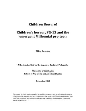 Children's Horror, PG-13 and the Emergent Millennial Pre-Teen