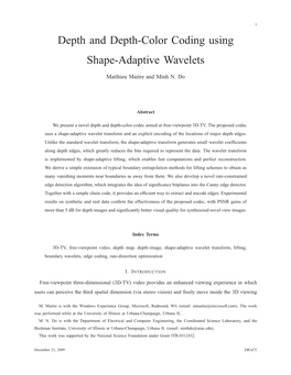 Depth and Depth-Color Coding Using Shape-Adaptive Wavelets