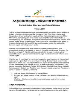 Angel Investing: Catalyst for Innovation
