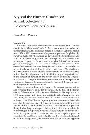 Beyond the Human Condition: an Introduction to Deleuze's Lecture