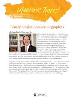 Plenary Session Speaker Biographies