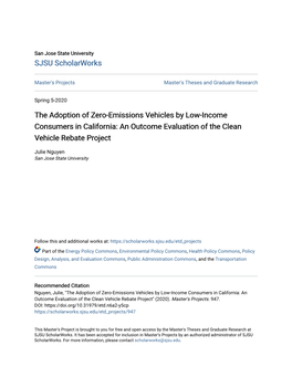 The Adoption of Zero-Emissions Vehicles by Low-Income Consumers in California: an Outcome Evaluation of the Clean Vehicle Rebate Project