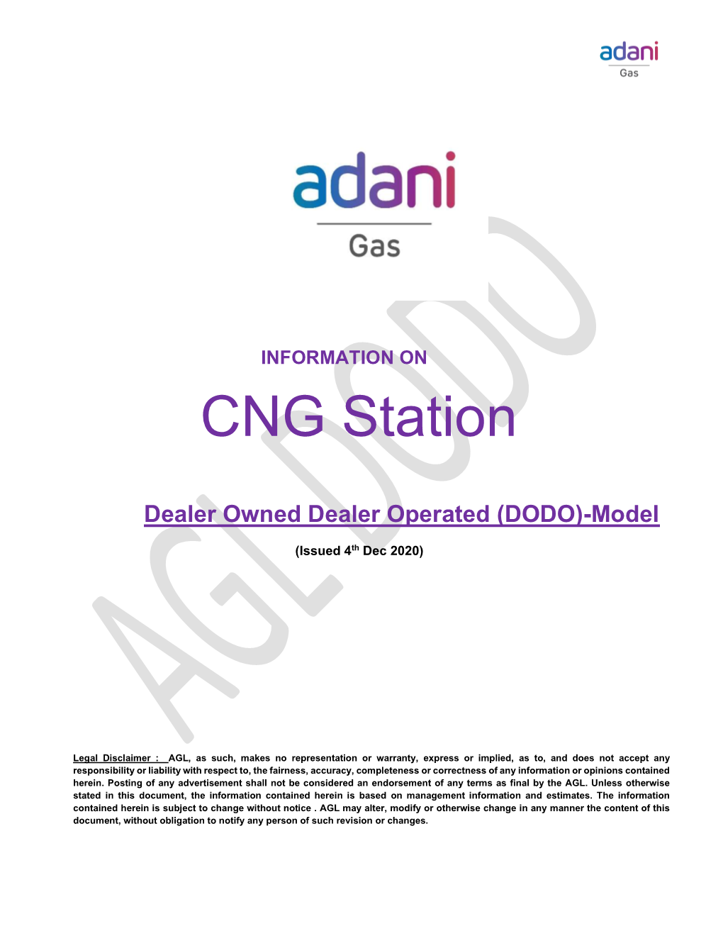 Information on CNG Station (DODO Model)