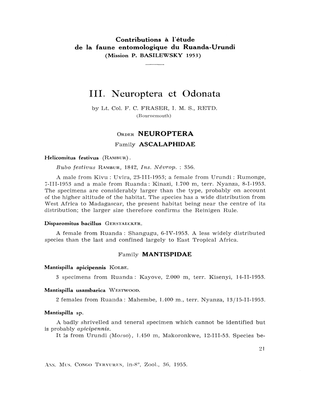 III. N Europtera Et Odonata