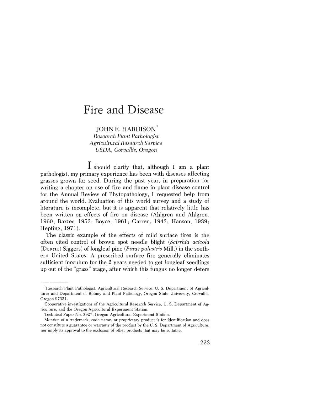 Fire and Disease