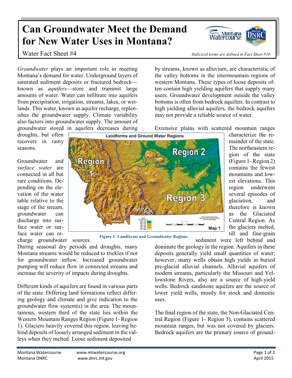 Can Groundwater Meet the Demand for New Water Uses in Montana?