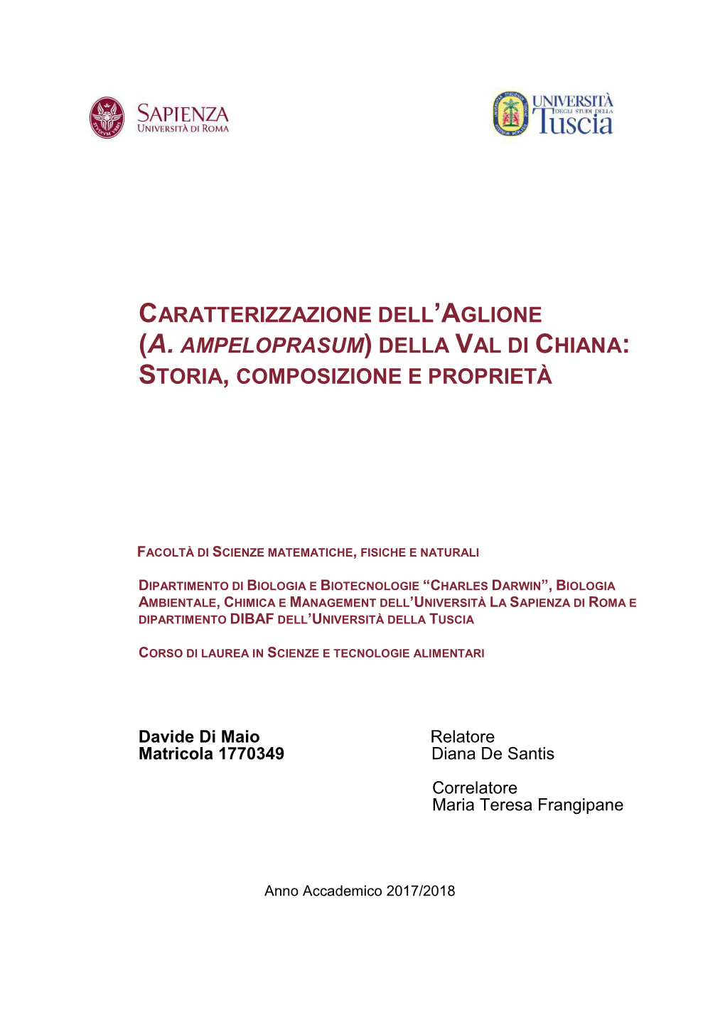Caratterizzazione Dell'aglione (A. Ampeloprasum) Della Val Di Chiana: Storia, Composizione E Proprietà