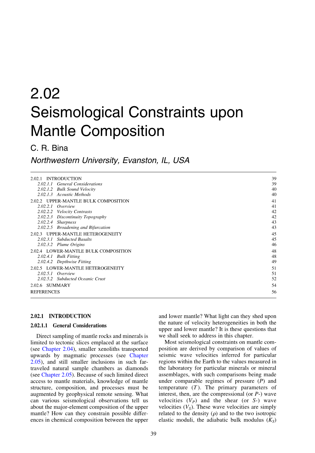 2.02 Seismological Constraints Upon Mantle Composition C