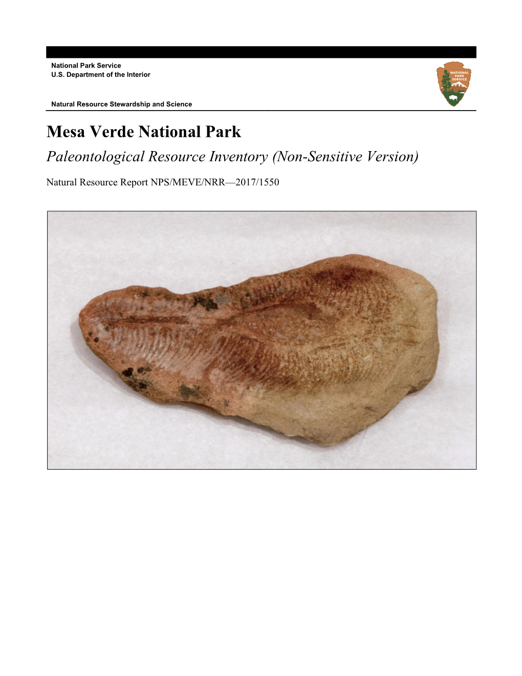 Mesa Verde National Park Paleontological Resource Inventory (Non-Sensitive Version)