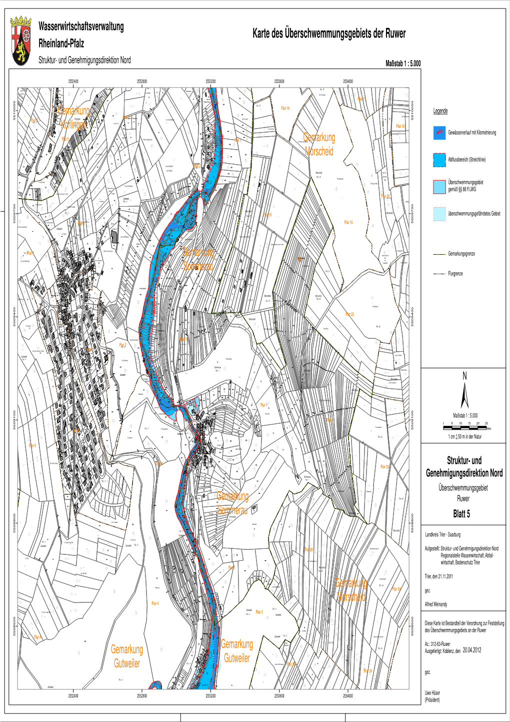 Karte Des Überschwemmungsgebiets Der Ruwer Rheinland-Pfalz