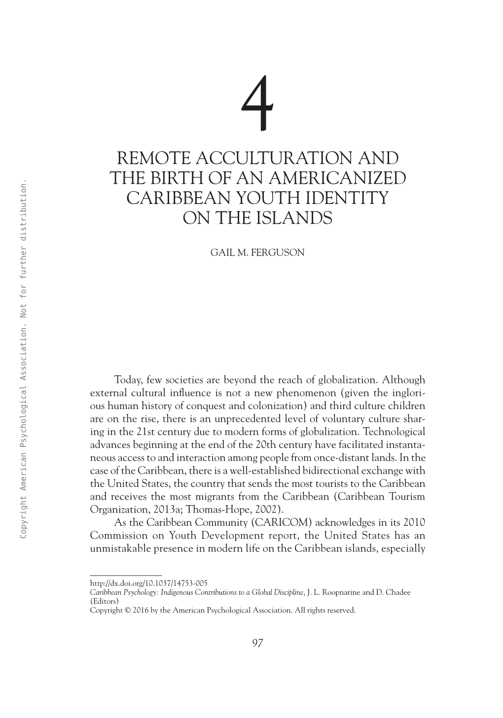 Caribbean Psychology: Indigenous Contributions to a Global Discipline, J