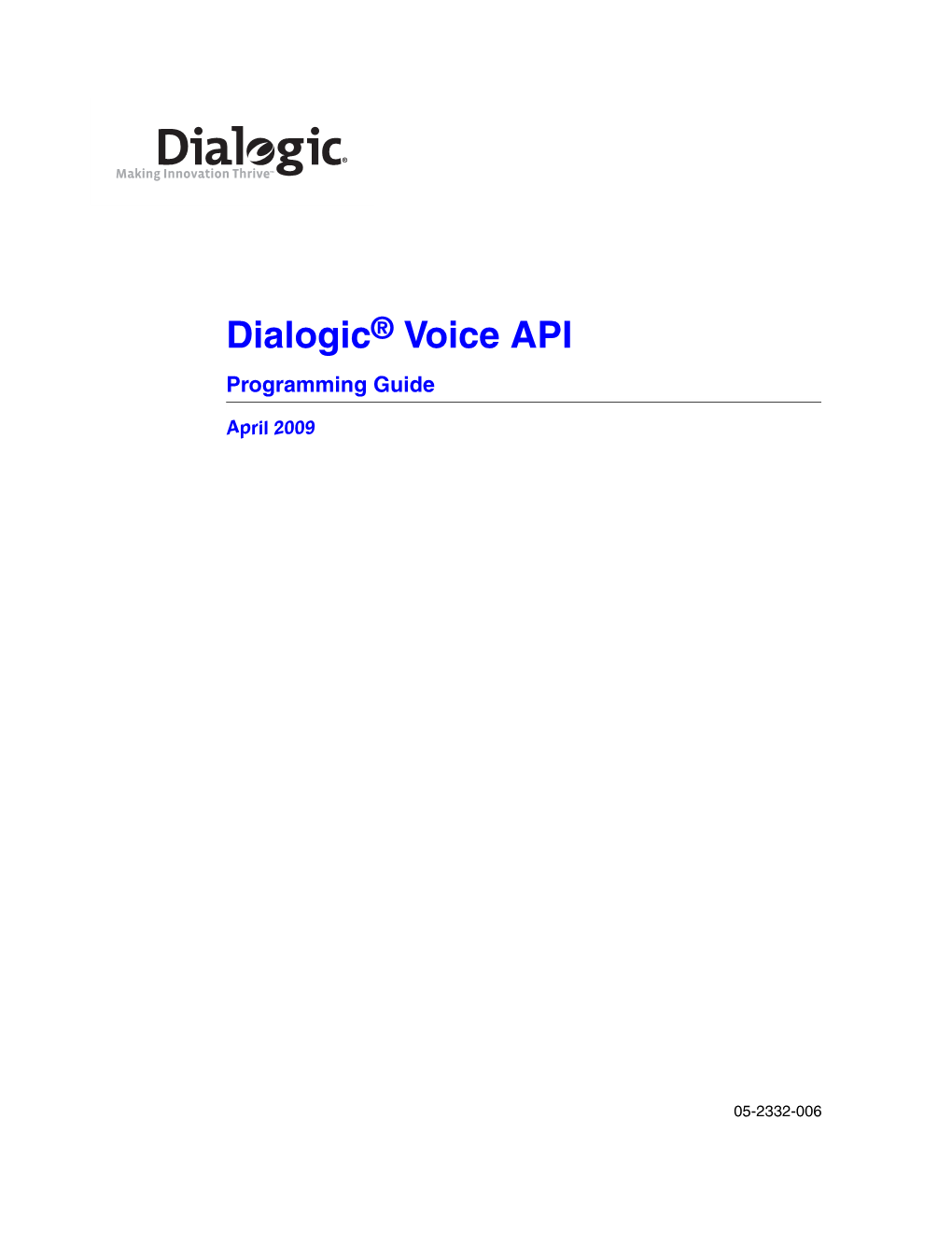 Dialogic Voice API Programming Guide