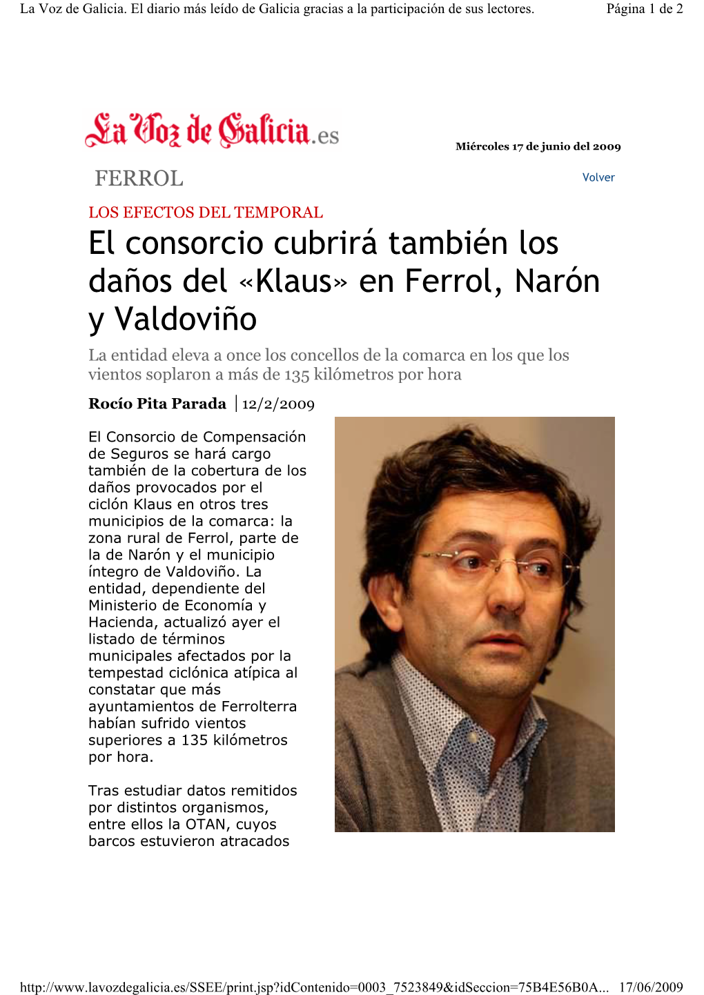 El Consorcio Cubrirá También Los Daños Del «Klaus» En Ferrol, Narón