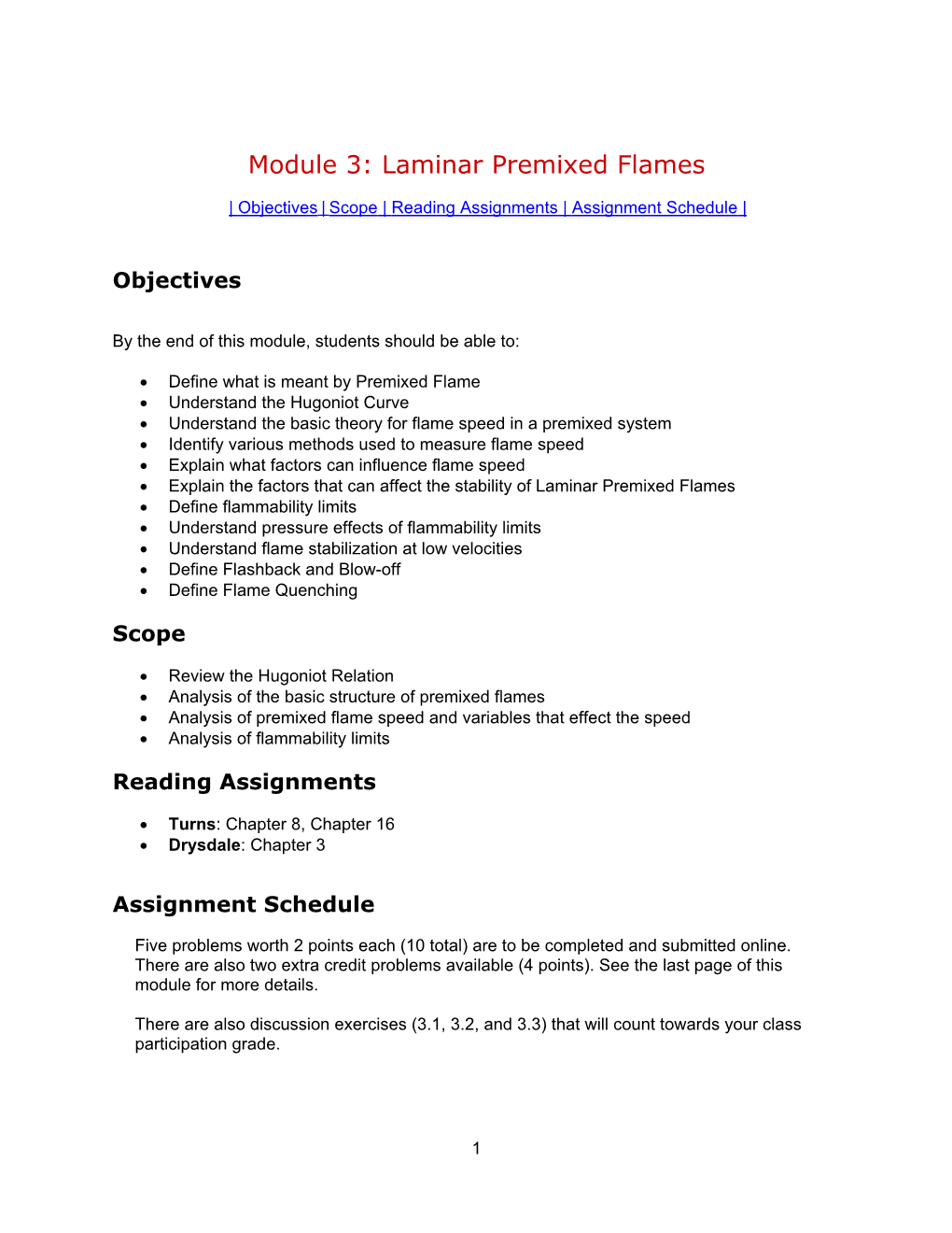 Module 3: Laminar Premixed Flames