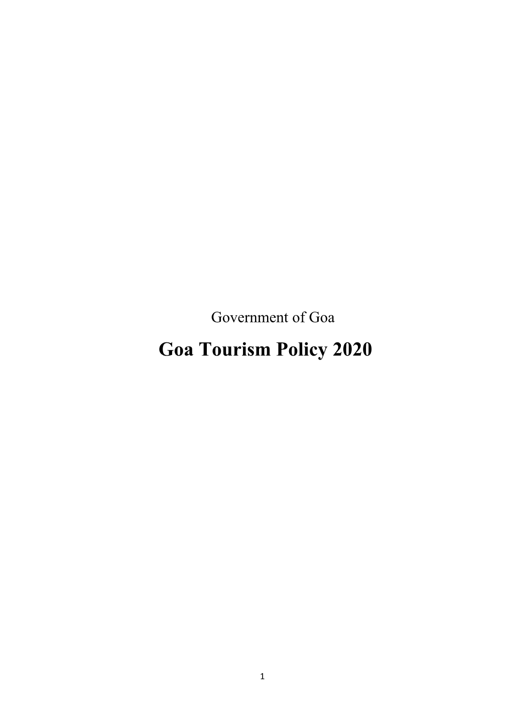 Goa Tourism Policy 2020