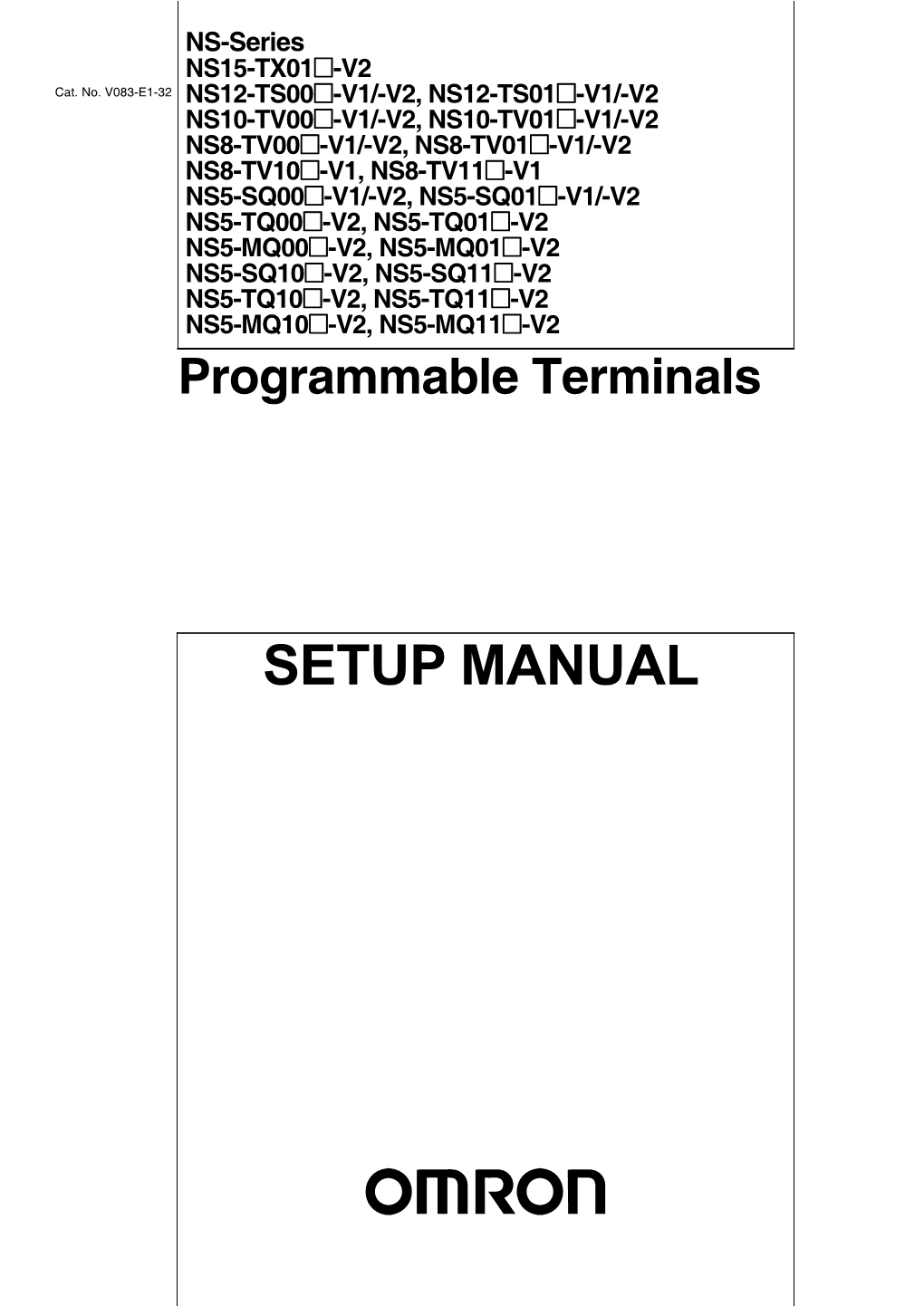 NS-Series Programmable Terminals SETUP MANUAL