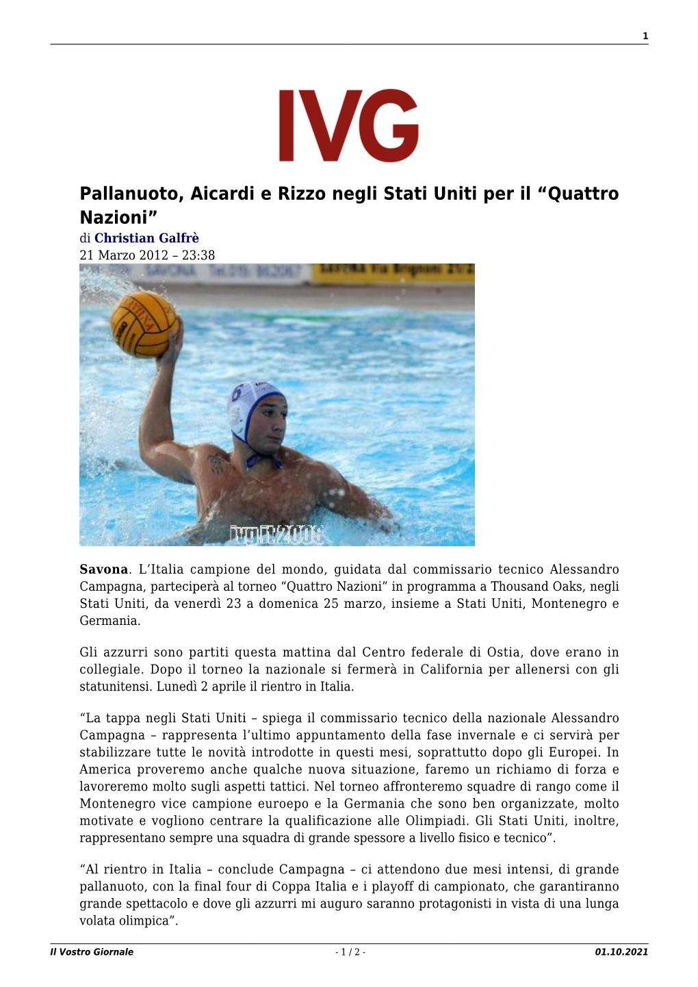 Il Vostro Giornale - 1 / 2 - 01.10.2021 2