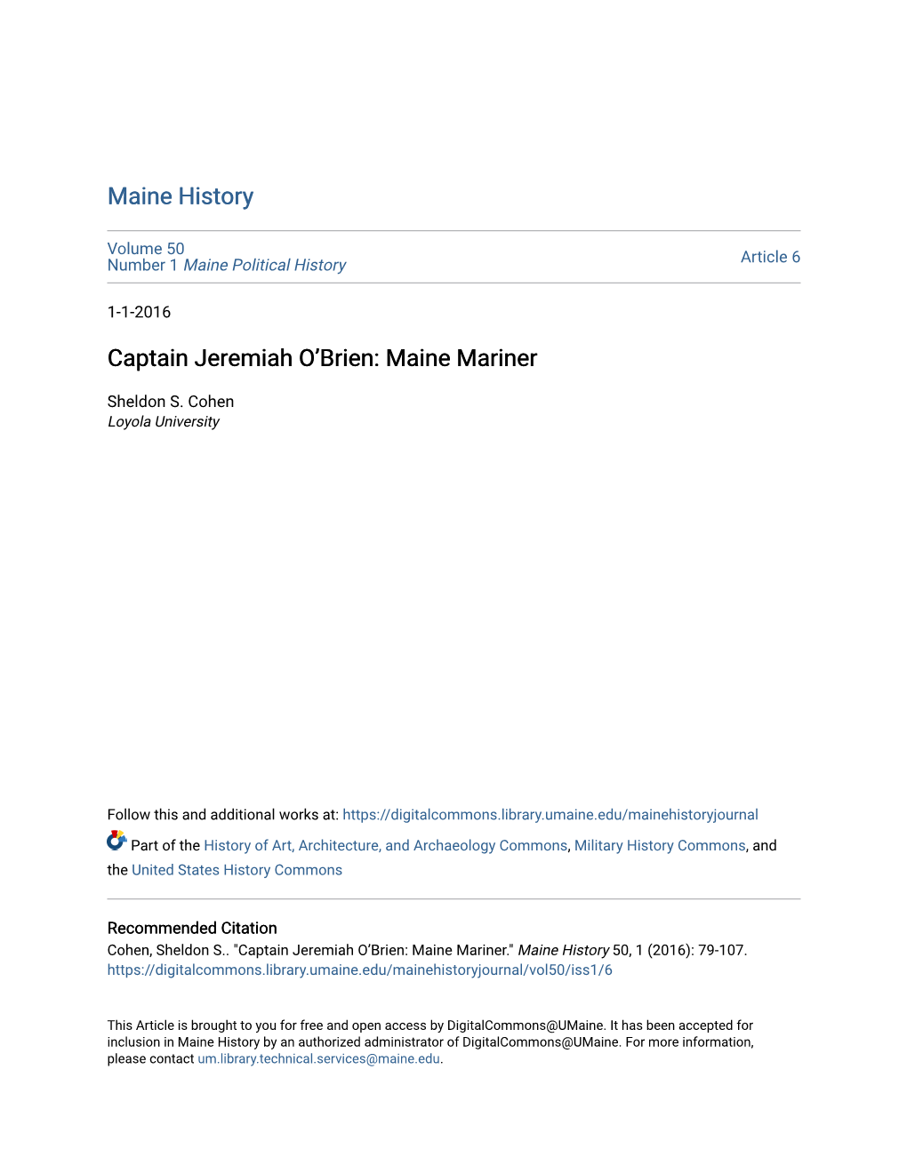 Captain Jeremiah O'brien: Maine Mariner