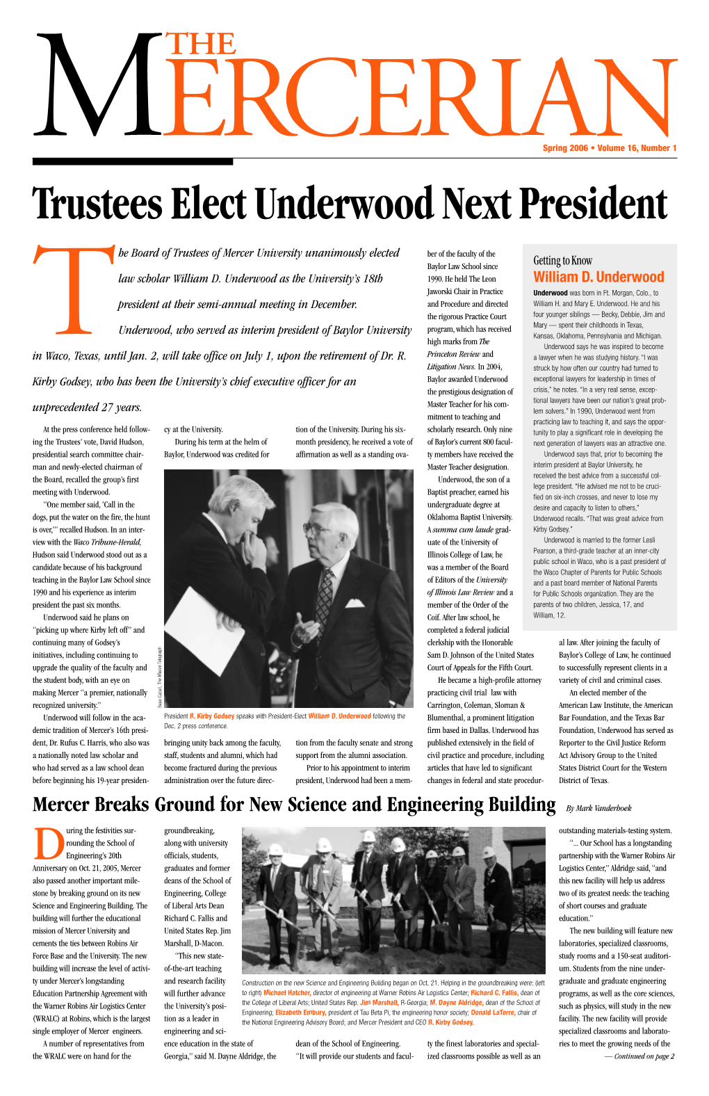 Trustees Elect Underwood Next President