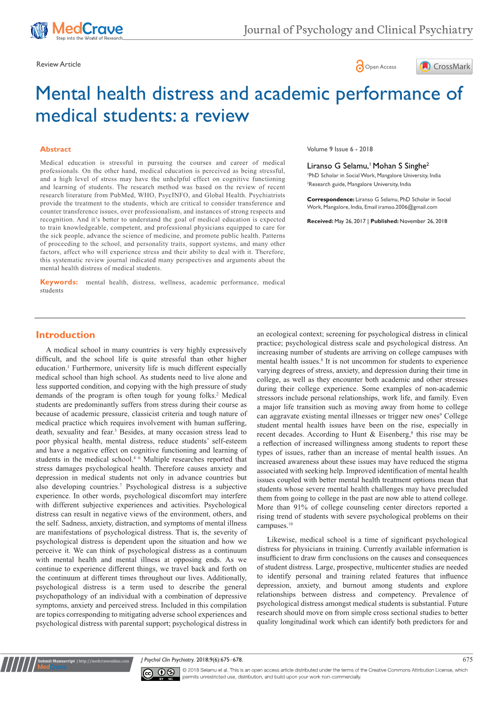 Mental Health Distress and Academic Performance of Medical Students: a Review