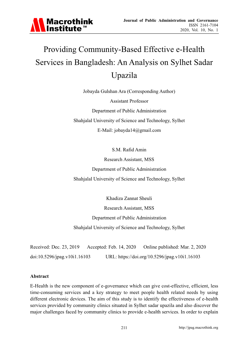 An Analysis on Sylhet Sadar Upazila