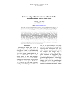 Status and Ecology of Sirenian, Cetaceans and Marine Turtles in the Farasan Bank, Red Sea, Saudi Arabia