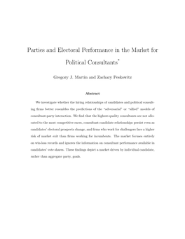 Parties and Electoral Performance in the Market for Political Consultants*