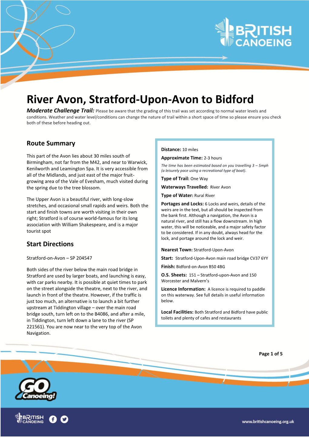 River Avon, Stratford-Upon-Avon to Bidford