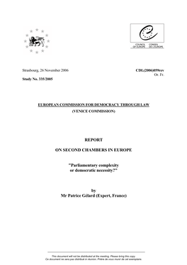 Report on Second Chambers in Europe
