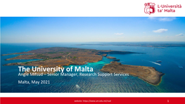 Angie Mifsud – Senior Manager, Research Support Services Malta, May 2021