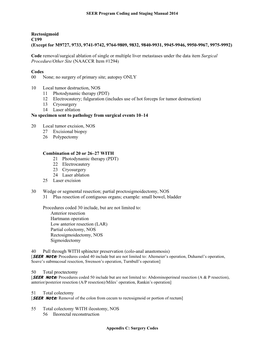 Rectosigmoid Surgery Codes