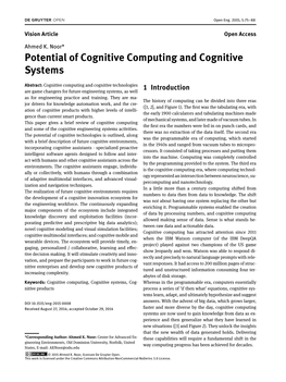Potential of Cognitive Computing and Cognitive Systems