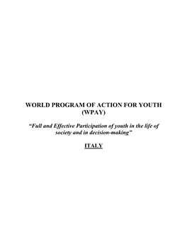 World Program of Action for Youth (Wpay)