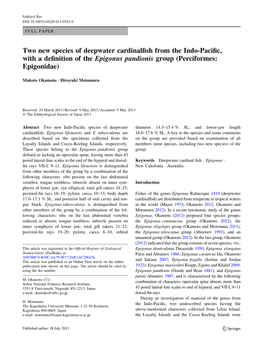 Two New Species of Deepwater Cardinalfish from the Indo-Pacific