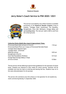 Jerry Nolan's Coach Service to PSN 2020 / 2021