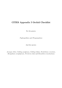 CITES Orchids Appendix I Checklist
