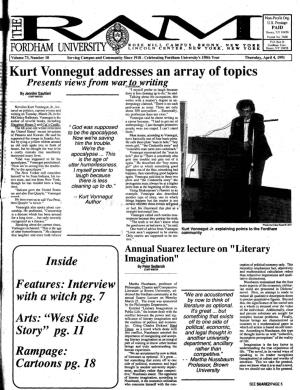 Kurt Vonnegut Addresses an Array of Topics