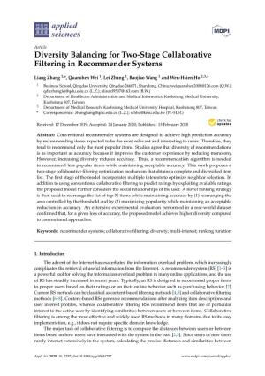 Diversity Balancing for Two-Stage Collaborative Filtering in Recommender Systems