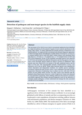 Detection of Pathogens and Non-Target Species in the Baitfish Supply Chain