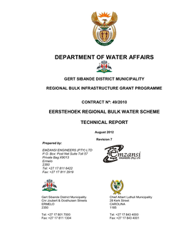Eerstehoek Regional Bulk Water Scheme Technical