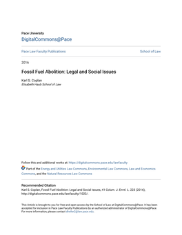 Fossil Fuel Abolition: Legal and Social Issues