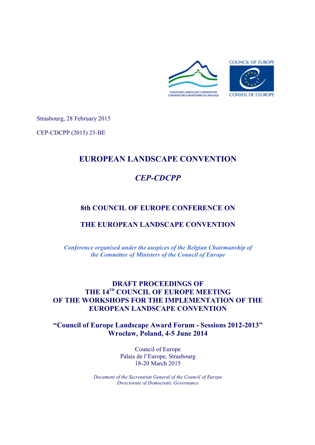 CEP-CDCPP (2015) 23-BE Wroclaw Draft Proceedings 2014
