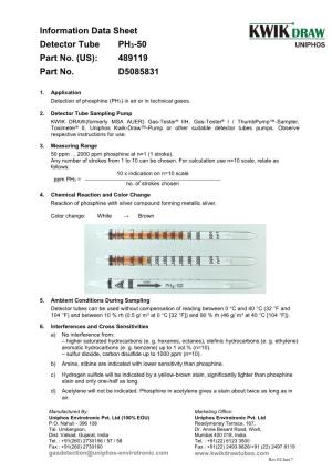 Information Data Sheet Detector Tube PH3-50 Part No. (US)