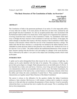 Basic Structure of the Indian Constitution’