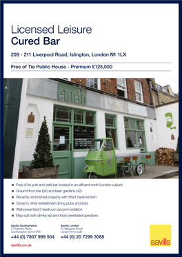 Licensed Leisure Cured Bar