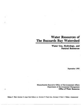 Water Resources of the Buzzards Bay Watershed