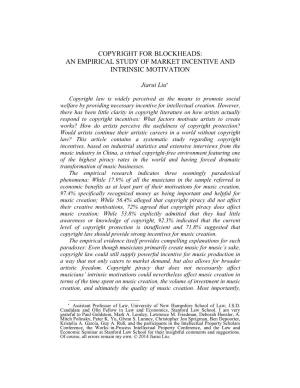 Copyright for Blockheads: an Empirical Study of Market Incentive and Intrinsic Motivation