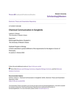 Chemical Communication in Songbirds